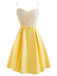 Yellow 1950s Stain Lace Strap Dress