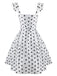 White 1950s Sweetheart Polka Dot Dress