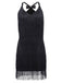 [US Warehouse] Black 1920s Back Bow Tassel Flapper Dress
