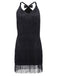Black 1920s Back Bow Tassel Flapper Dress