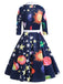 Dark Blue 1950s Moon Star Swing Dress