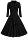 1950s Solid Long Sleeve Swing Dress