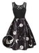 Black 1950s Moon Stars Swing Dress