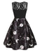 Black 1950s Moon Stars Swing Dress