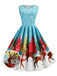 Blue 1950s Christmas Deer Swing Dress