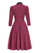 Red 1950s Plaid 3/4 Puff Sleeve Dress