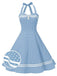 Blue 1950s Polka Dot Halter Swing Dress