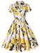 Yellow 1950s Lemon Bow Swing Dress