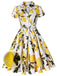 Yellow 1950s Lemon Bow Swing Dress