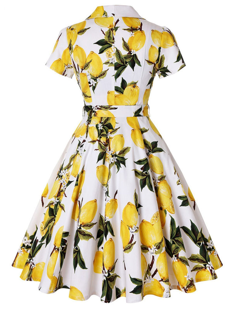 Yellow 1950s Lemon Bow Swing Dress