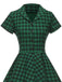 Green 1950s Plaid Button Swing Dress