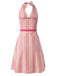 Pink 1950s Stripes Belt Swing Dress