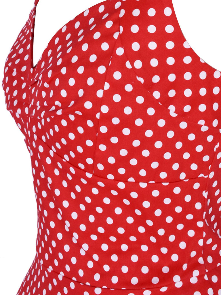 1950s Polka Dot Halter Swing Dress