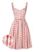 Pink 1950s Diamond Grid Swing Dress
