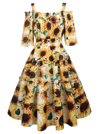Yellow 1950s Sunflowers Prairie Dress