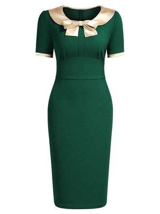 1960s Bow Patchwork Bodycon Dress