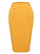 [US Warehouse] Yellow 1960s Solid Button Pencil Skirt