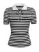 1950s Stripe Lapel Bow Knit Top
