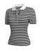 1950s Stripe Lapel Bow Knit Top