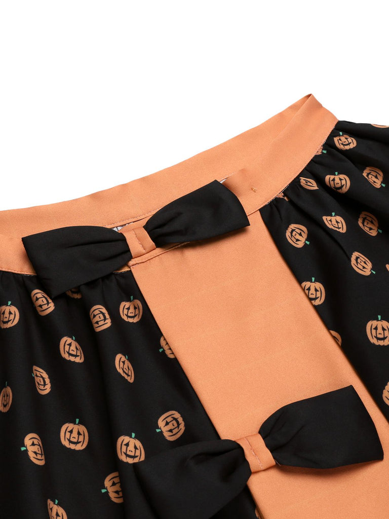 Black 1950s Pumpkins Romper & Skirt