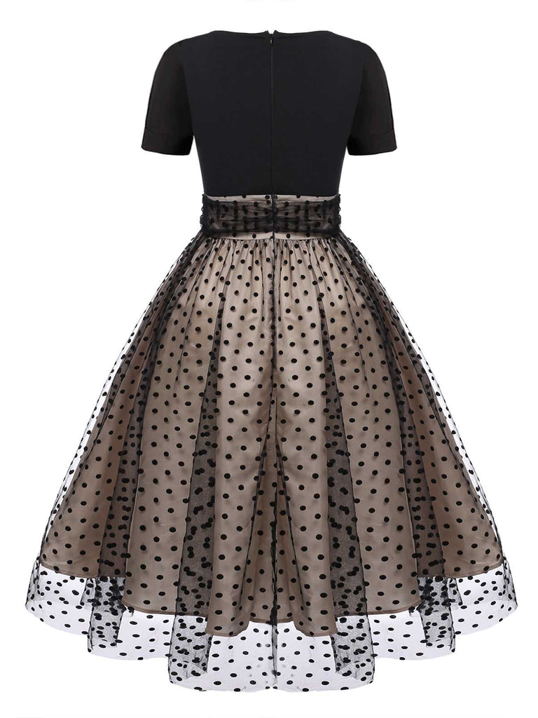 Black 1950s Polka Dot Swing Dress