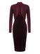 2PCS Wine Red 1960s Velvet Bodycon Dress