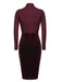 2PCS Wine Red 1960s Velvet Bodycon Dress