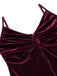 2PCS Wine Red 1960s Velvet Bodycon Dress