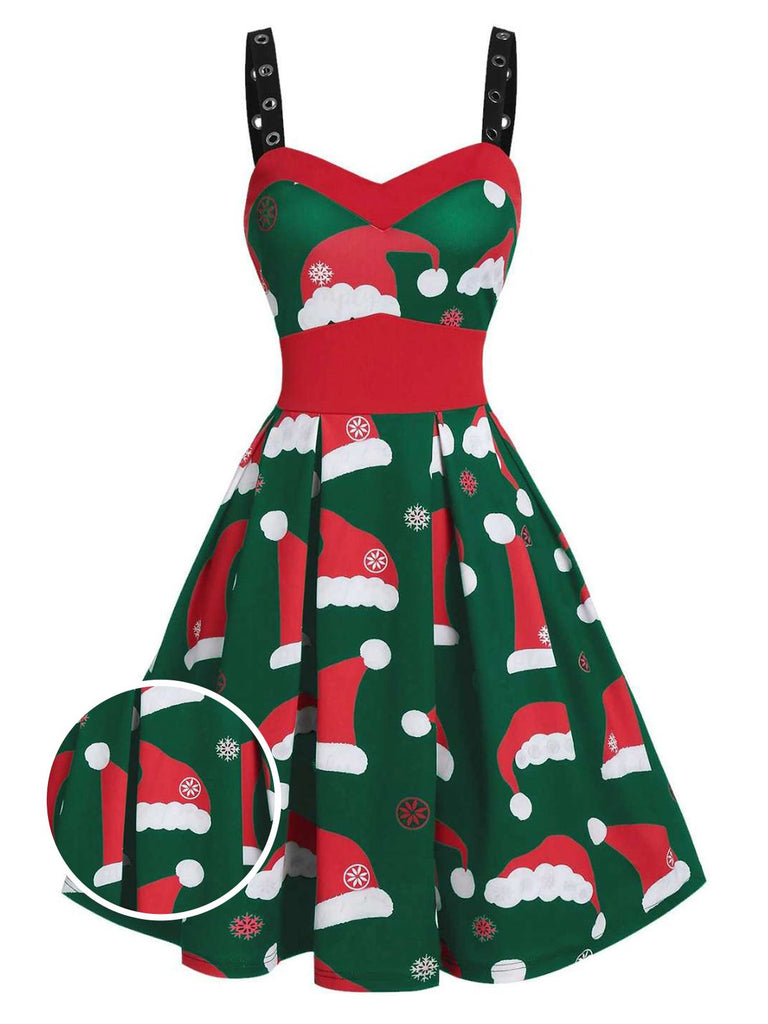 Green 1950s Christmas Swing Dress