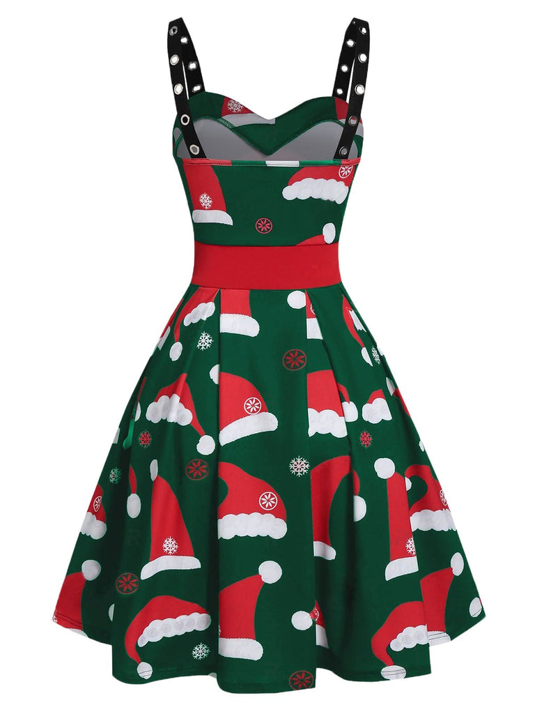 Green 1950s Christmas Swing Dress