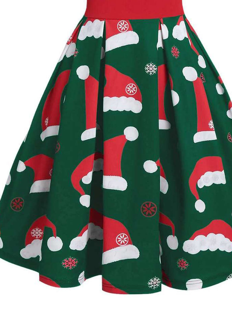 Green 1950s Christmas Swing Dress