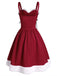 Wine Red 1950s Furry Swing Dress