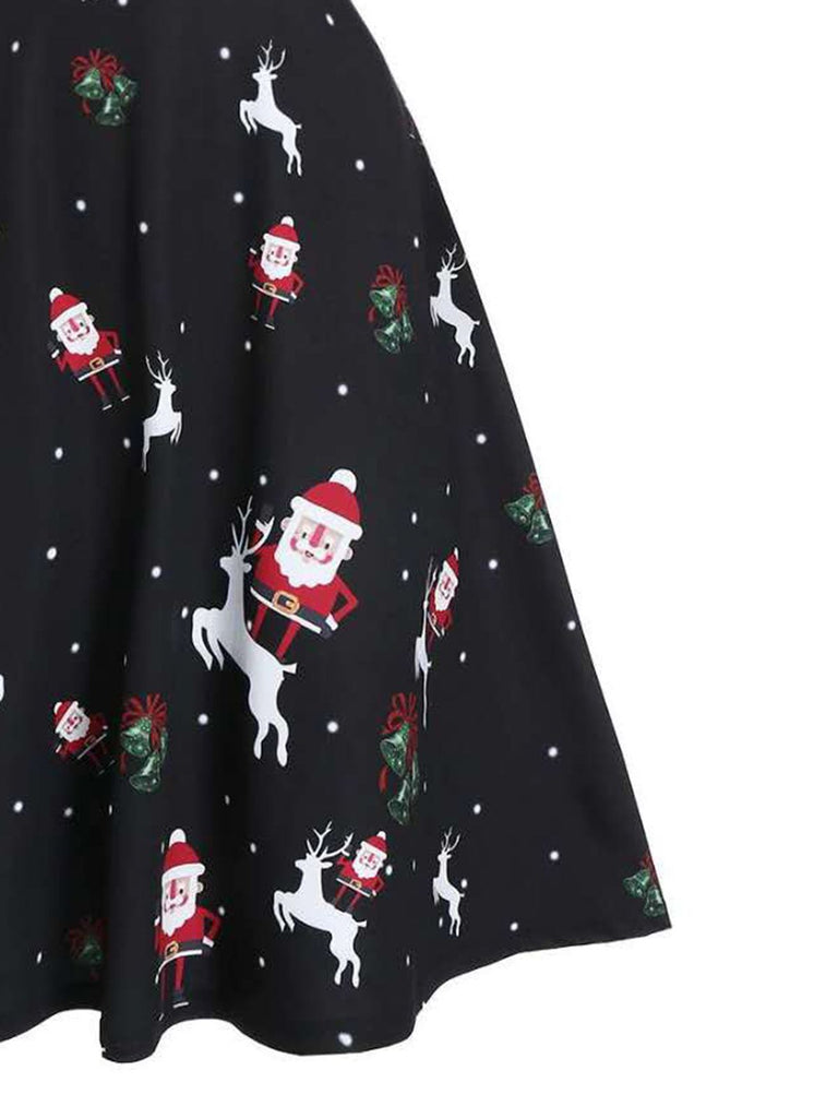 Black 1950s Cold Shoulder Swing Dress