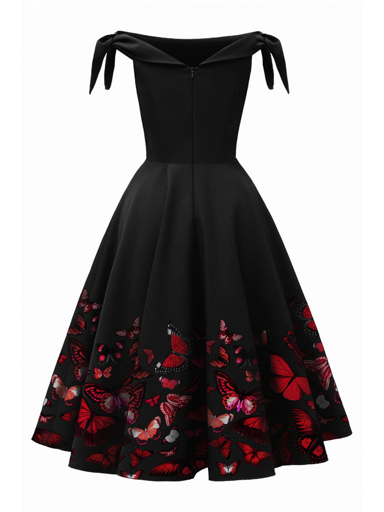 1950s Off-Shoulder Butterfly Swing Dress