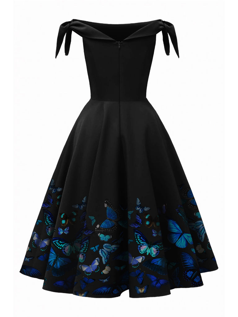 1950s Off-Shoulder Butterfly Swing Dress