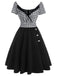 Black 1950s Plaids Button Swing Dress