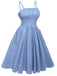 Blue 1950s Straps Pocket Swing Dress