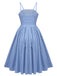 Blue 1950s Straps Pocket Swing Dress