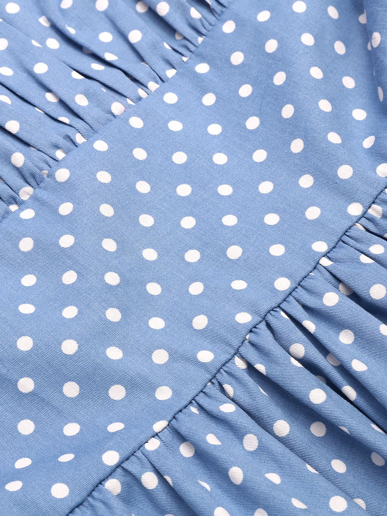 Blue 1950s Straps Pocket Swing Dress