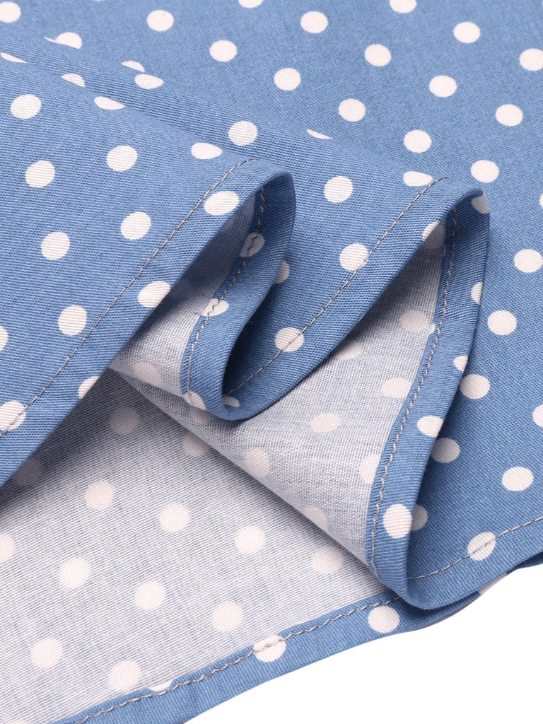 Blue 1950s Straps Pocket Swing Dress