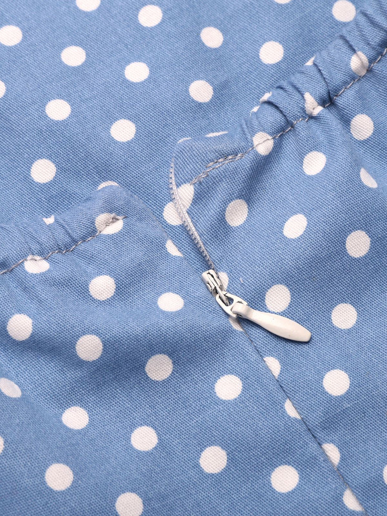 Blue 1950s Straps Pocket Swing Dress