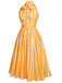 [US Warehouse] Orange 1950s Stripes Bow Swing Dress