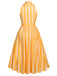 [US Warehouse] Orange 1950s Stripes Bow Swing Dress