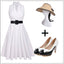 White 1950s Halter Belted Swing Dress