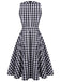 Black 1950s Check Lace Belt Swing Dress