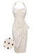 Ivory 1960s Polka Dot Halter Pencil Dress