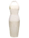 Ivory 1960s Polka Dot Halter Pencil Dress