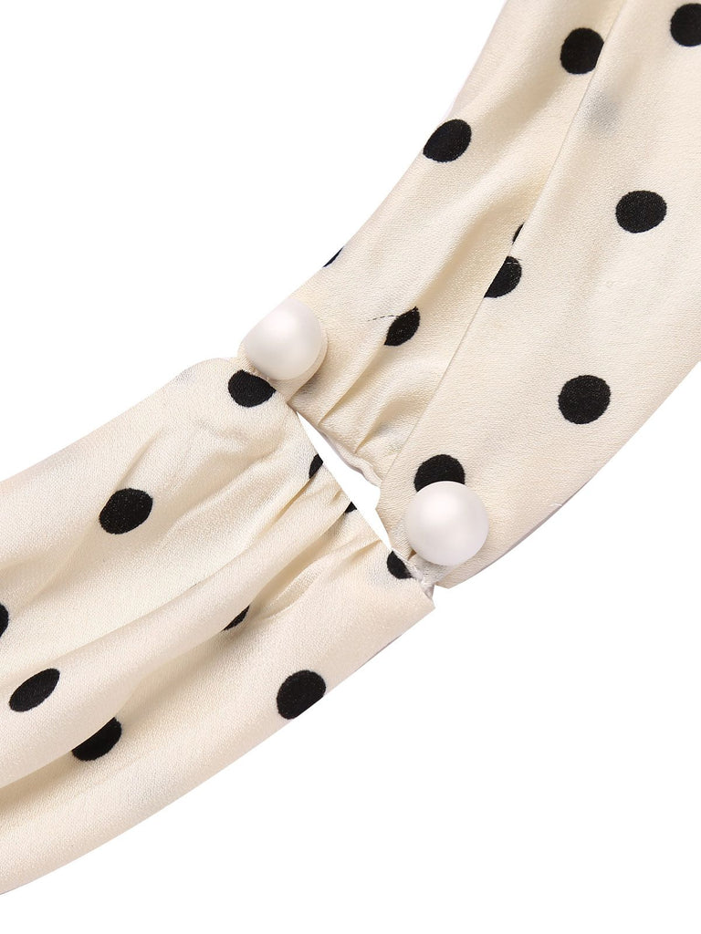 Ivory 1960s Polka Dot Halter Pencil Dress