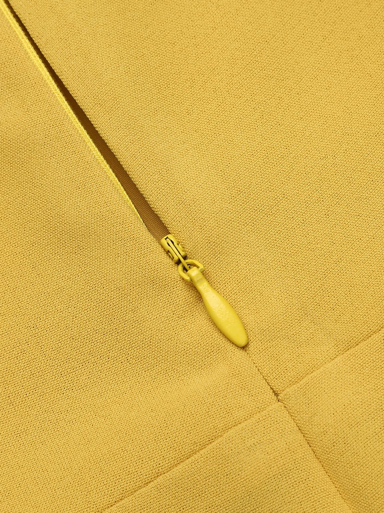 Yellow 1950s Spaghetti Strap Button Romper
