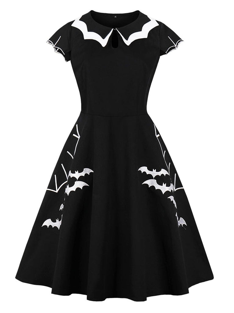 [Plus Size] Black 1950s Bat Swing Dress